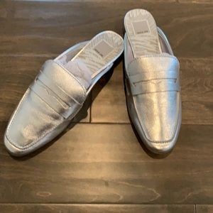 Dolce Vita Cybil silver leather slides
